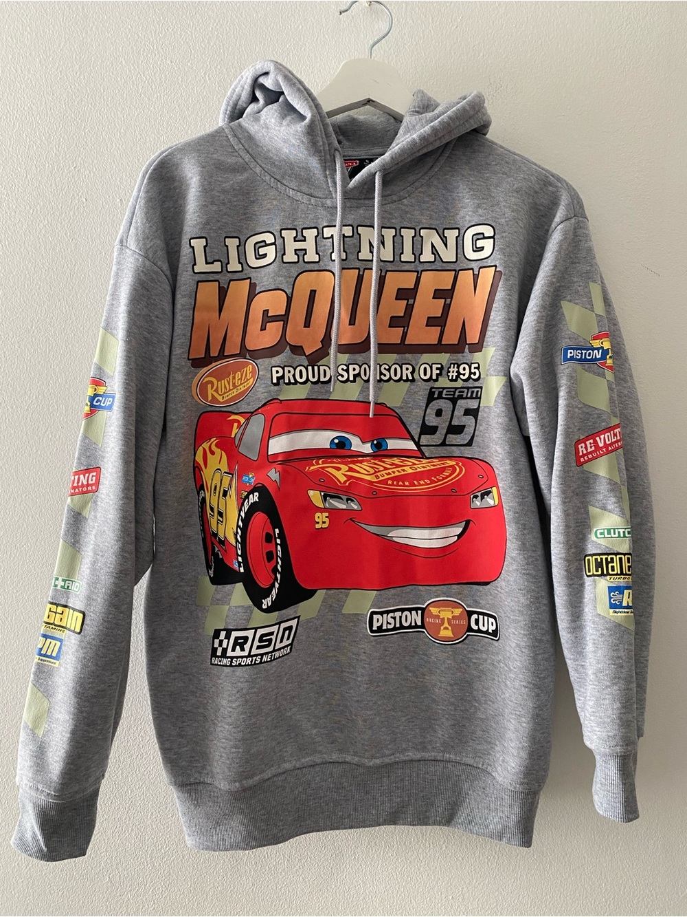 Disney Pixar Cars Lightning McQueen Gray Graphic Hoodie